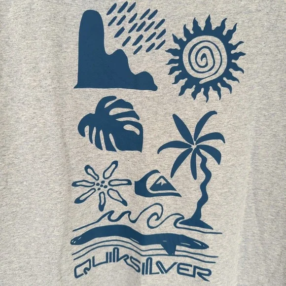 Quiksilver Mens T-Shirt Tee Mens L Heather Gray Surf Beach Graphic Short Sleeve - Picture 9 of 12